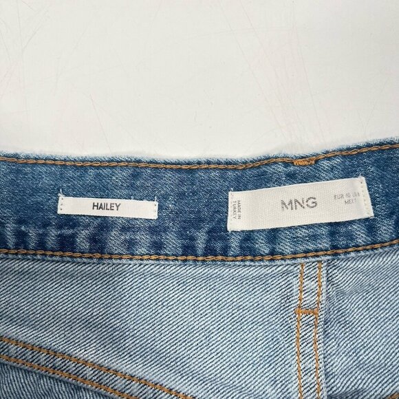 MNG Hailey Cut Off Denim Jean Shorts Button Fly Sz 8 - Picture 2 of 4